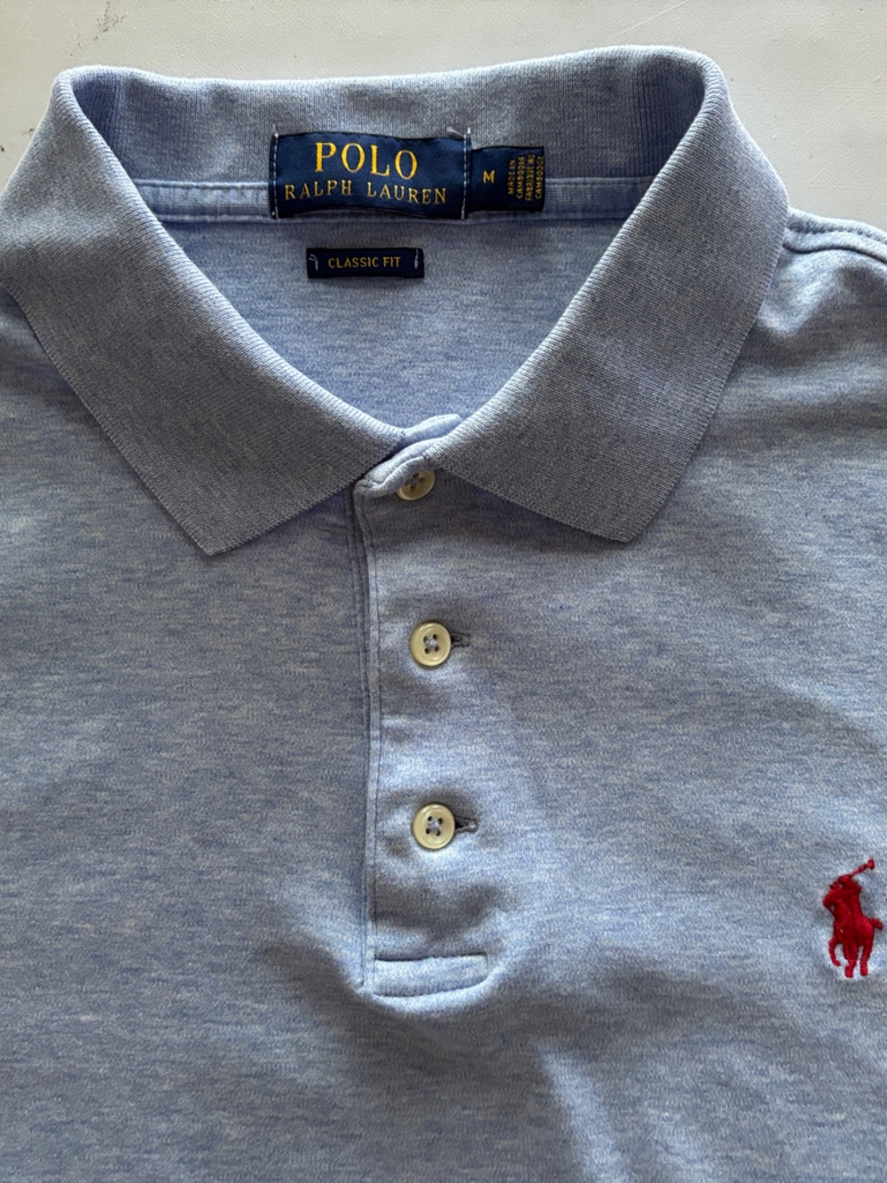 Ralph Lauren Light Blue Polo Shirt with Red Logo